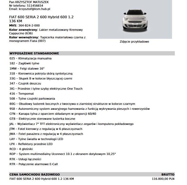 Fiat 600 2025 - Cesja leasingu operacyjnego - miniatura 15